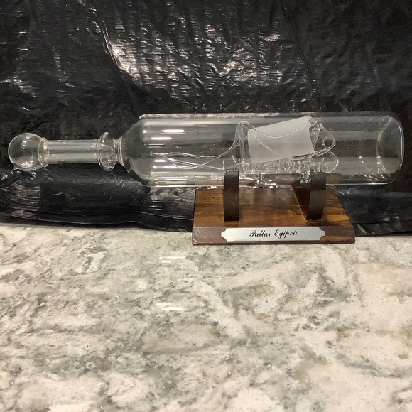 Hand Blown Mayflower Glass Collection Ship in a Bottle Pillar Egipcio - Picture 1 of 5